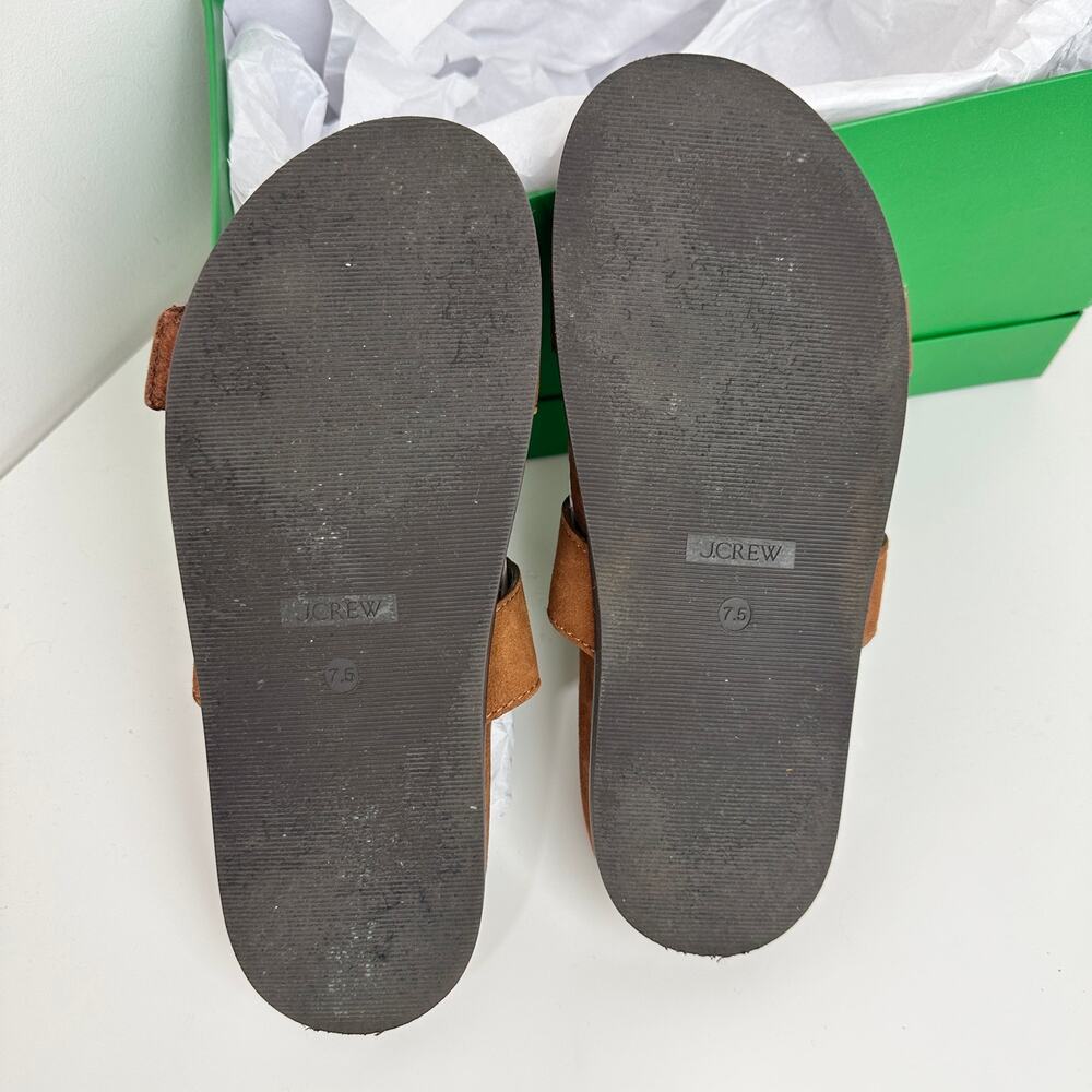 J.Crew New Colbie Wide Strap Sandals Slide Suede English Saddle Womens US 7.5 - Picture 6 of 10